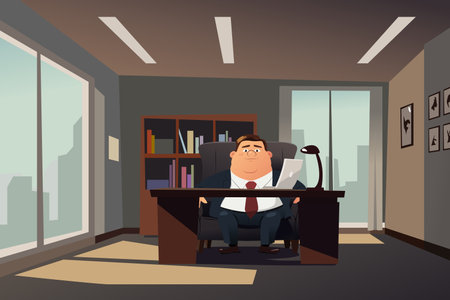A vector illustration of Businessman Working in the Officeのイラスト素材