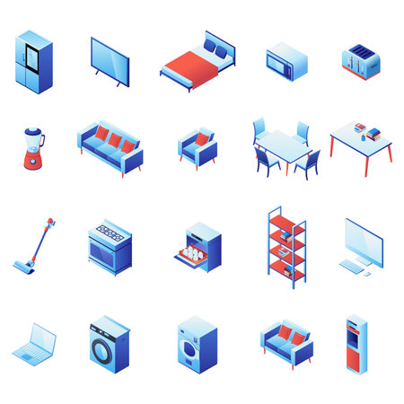A vector illustration of Isometric Everyday Household Itemsのイラスト素材