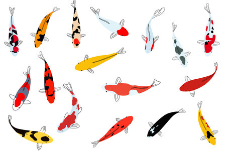 A vector illustration of Koi Fish Iconsのイラスト素材