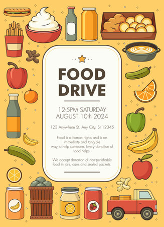 A vector illustration of Food Drive Donation Templateのイラスト素材