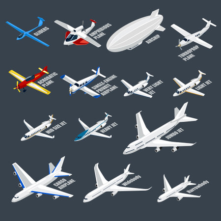 A vector illustration of Airplanes Icons Setのイラスト素材