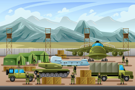 A vector illustration of Military Base Campのイラスト素材