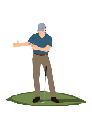 A vector illustration of a Golfer Having Elbow Injuryのイラスト素材