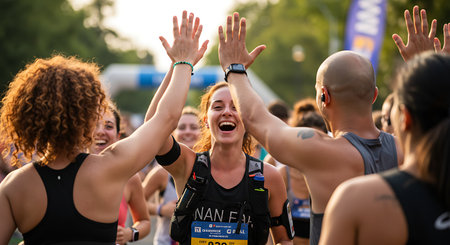 September 15, 2018 Minsk Belarus Half Marathon Minsk 2019 Female athlete running in the cityの素材