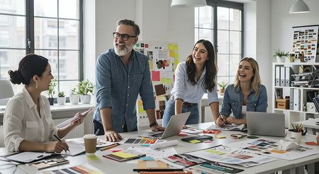 Creative business people working together in modern office. Teamwork concept.の素材