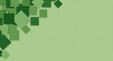 Abstract background with green paper cubes. 3D render illustration. Minimal concept.の素材