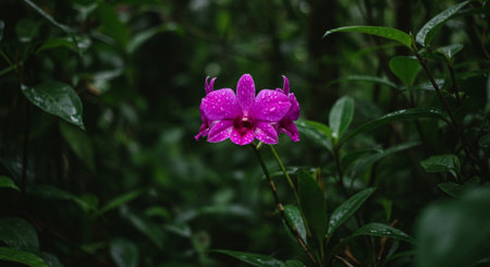 Beautiful purple orchid flower in the garden. Selective focus.の素材
