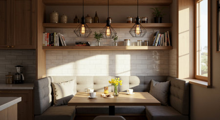 interior of a modern coffee shop. 3d rendering mock upの素材