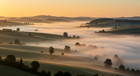 Foggy morning in Tuscany, Italy. Rural landscapeの素材
