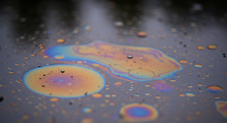Water droplets on a dark background. Close-up shot.の素材