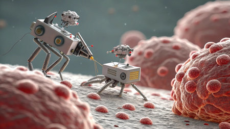 Viruses in space. 3D illustration. Conceptual image of the futureの素材