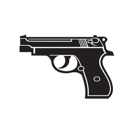 A bold business logo featuring a powerful pistol against a solid background, evoking a sense of strength, determination, and professionalism.のイラスト素材