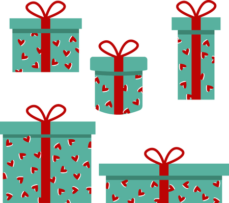 Art of gift box with decorative hearts. Vector illustartion can be used for background, holiday packing, Christmas cards, new year postcard.のイラスト素材