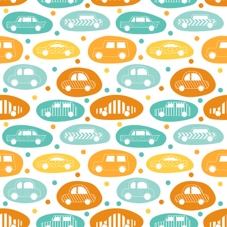 Seamless pattern with car's stickers. Automobile icons.のイラスト素材