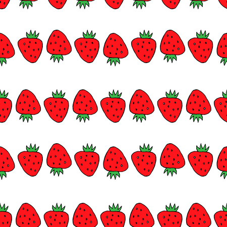 Seamless pattern with strawberry. Drawing in the style of pop artのイラスト素材