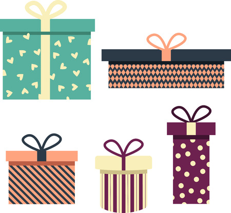 Art of gift box with decorative hearts. Vector illustartion can be used for background, holiday packing, Christmas cards, new year postcard.のイラスト素材