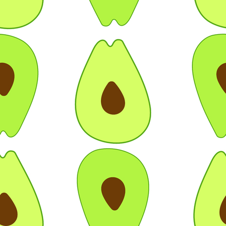 Seamless pattern with avocados cut in half. Bright fresh background with fruit.のイラスト素材