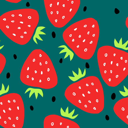 Seamless pattern with strawberry and seeds.のイラスト素材