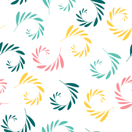 Seamless pattern with plant elements. Floral wallpaper with branches with leaves. Art can be used for wallpaper, packing, printing. Summer print.のイラスト素材