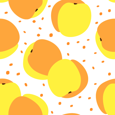 Seamless pattern with apricotes and seeds. Bright tasty background.のイラスト素材