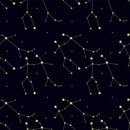Seamless pattern with constellation Gemini. Abstract print with The Twinsのイラスト素材