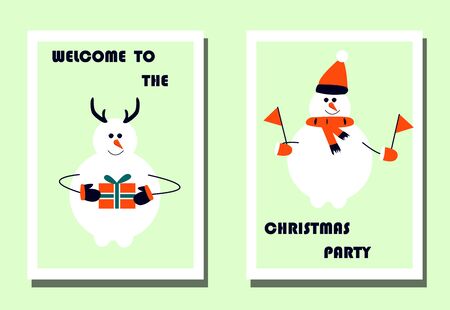 Template of invitation to the Christmas Party with snowman.のイラスト素材