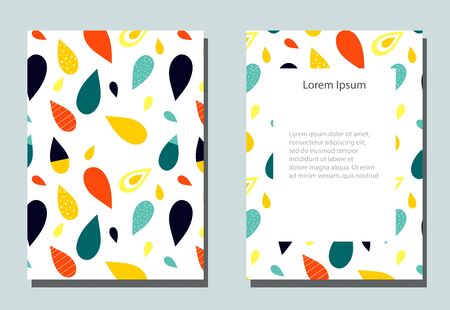 Trendy cover with graphic elements - abstract drop shapes. Geometric wallpaper for business brochure, cover design.のイラスト素材