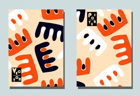 Trendy cover with abstract graphic shapes - blots. Geometric wallpaper for business brochure, cover design.のイラスト素材