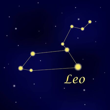 Pattern with constellation Leo. Abstract print with The Lion.のイラスト素材
