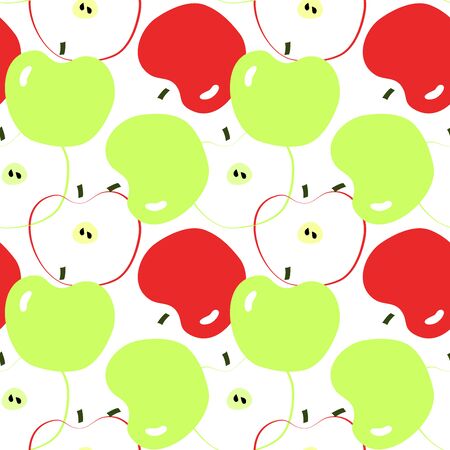 Seamless pattern with green and red apples. Minimalism flat design.のイラスト素材
