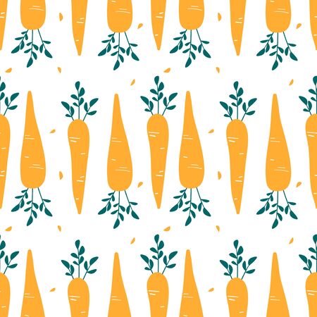 Seamless pattern with carrot. Print with autumn harvest. Art can be used for wallpaper, packing, menu design.のイラスト素材