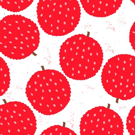 Seamless pattern with lychee - tropical fruit.Summer print with grange effect.のイラスト素材