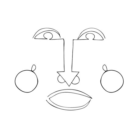 Linear portrait of human. Abstract outline drawing in african stlyle. のイラスト素材