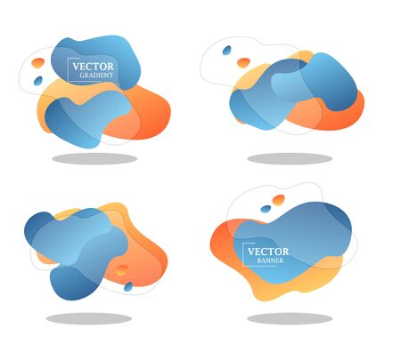 Abstract liquid fluid shapes with gradient color.  Dynamic composition for modern template covers. のイラスト素材