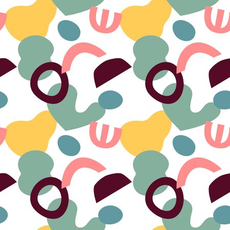 Trendy seamless pattern with graphic abstract geometric shapes. Avant-garde puzzle style. Geometric wallpaper for  cover design.のイラスト素材