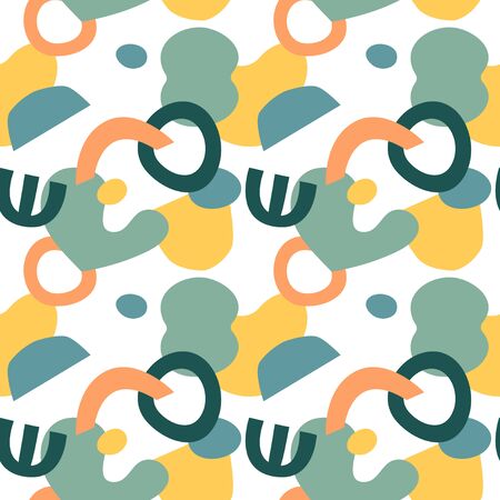Trendy seamless pattern with graphic abstract geometric shapes. Avant-garde puzzle style. Geometric wallpaper for  cover design.のイラスト素材