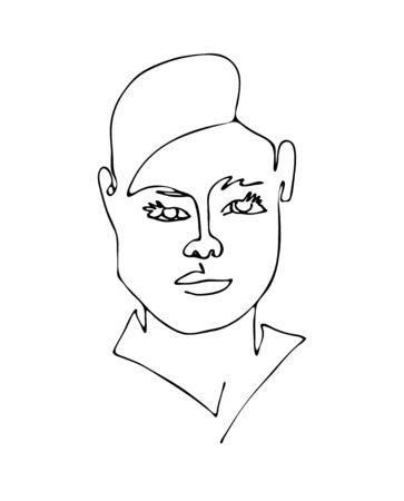 Linear abstract woman face. Continuous line art. One line drawing. Minimalist graphic.のイラスト素材
