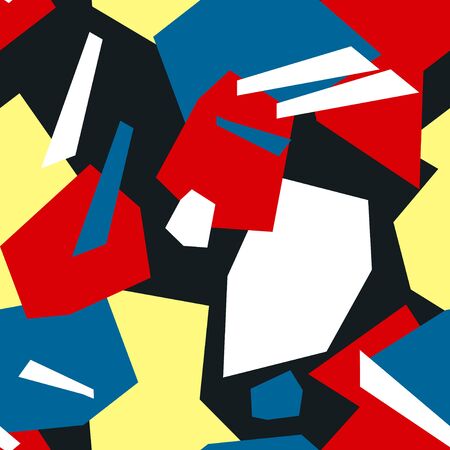 Abstract seamless pattern with graphyc elements, modern abstract shapes.   Avant-garde collage style. Geometric wallpaper for business brochure,  cover design.のイラスト素材