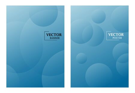 Two dynamic template in blue colors with gradient effect. Pattern with circles. Art can be used for brochure, flyers, packing, cover design.のイラスト素材
