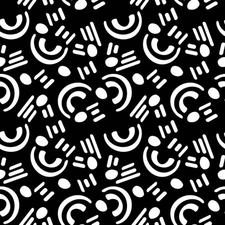 Abstract seamless pattern with graphic elements, modern abstract shapes. Monochrome black and white ornate.  Geometric wallpaper for business brochure,  cover design.のイラスト素材