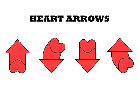 Vector set with heart arrows. のイラスト素材