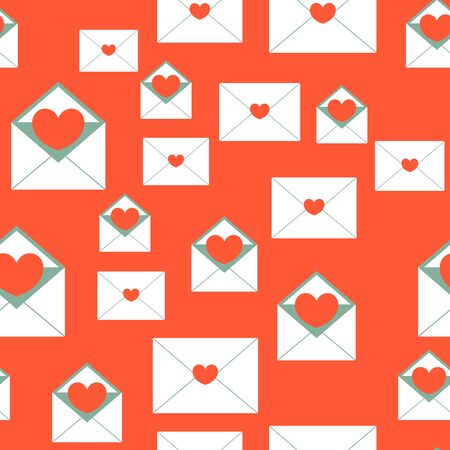 Seamless pattern with love communication - love messages, love letters. Modern flat design.のイラスト素材