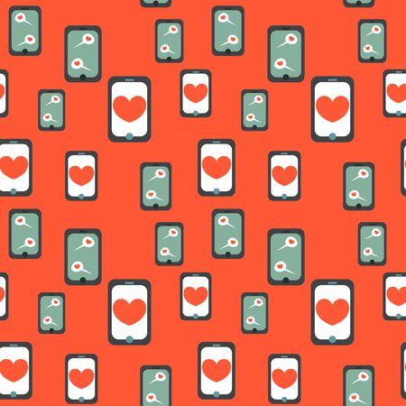 Seamless pattern with love communication - love messages, love letters. Modern flat design.
