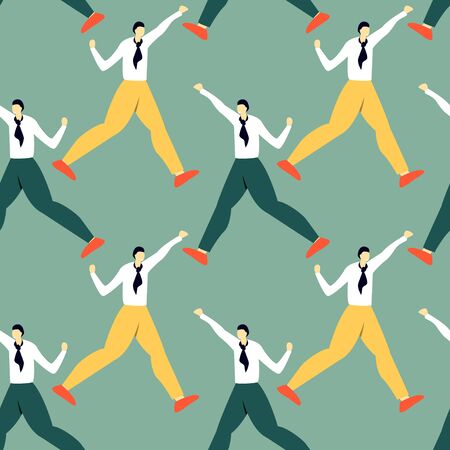 Seamless pattern with dancing office workers. Modern simple design of human's silhouette.のイラスト素材
