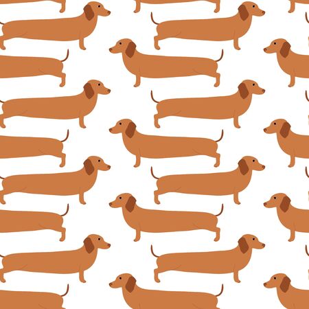 Seamless pattern with German badger-dog, dachshund. Cute cartoon character. Animal print.のイラスト素材