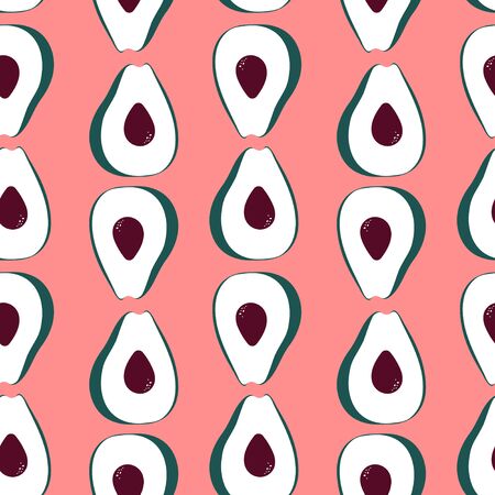Seamless pattern with avocados - fresh healthy food. Art can be used for print, wallpaper, background.のイラスト素材