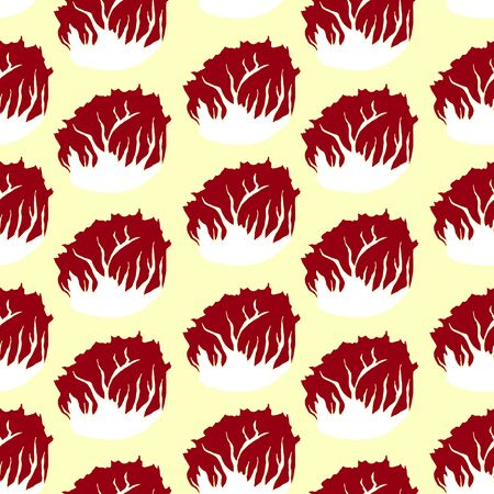 Seamless pattern with radicchio, also escariol, Italian chicory. Drawing of vegetable.のイラスト素材