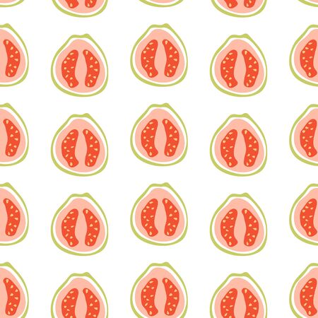 Seamless pattern with guava. Tropical fruit in modern simple style.のイラスト素材