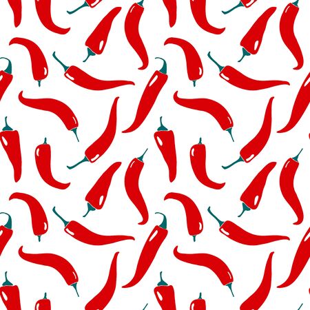 Seamless pattern with chilli pepper. Modern silhouette of food.のイラスト素材