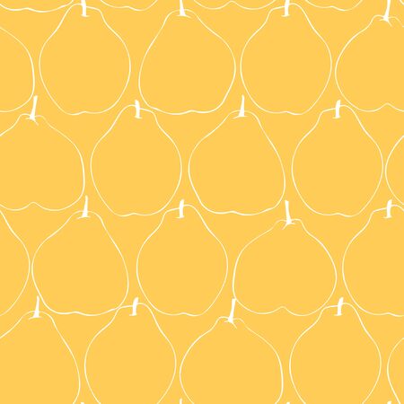Seamless pattern with pears. Outline black and white graphic wallpaper. Modern summer print.のイラスト素材